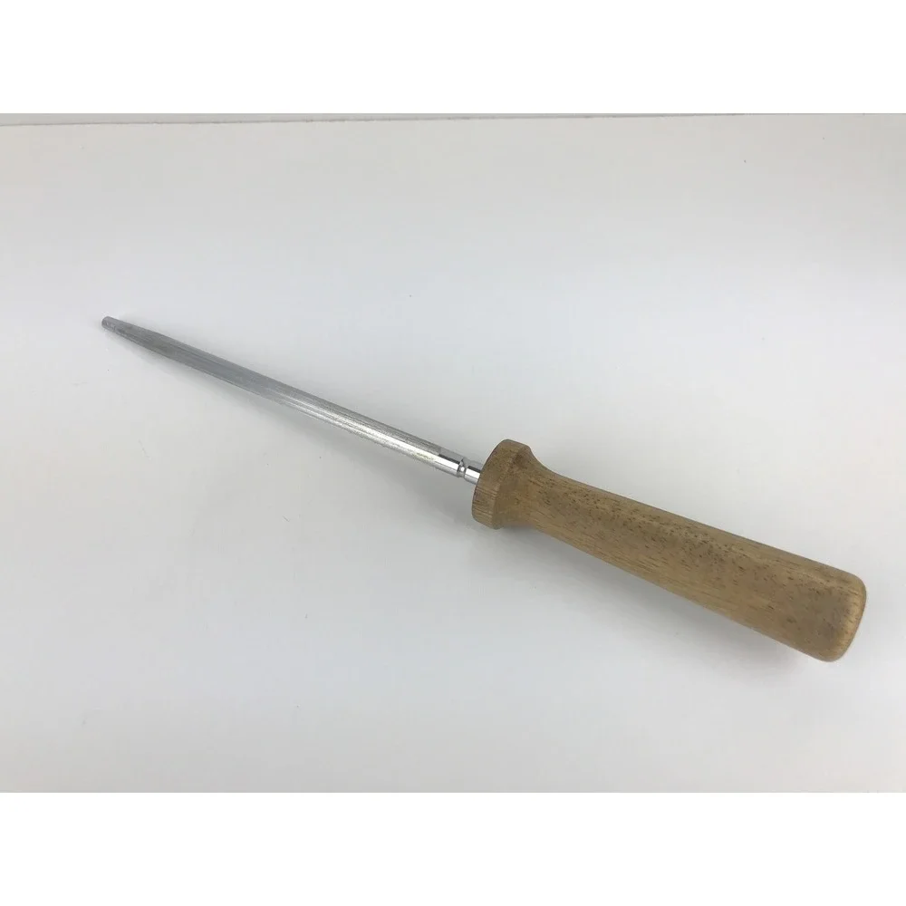 Vintage‎ Unbranded Knife Sharpening Steel Rod Wooden Handle Kitchen Tool 12